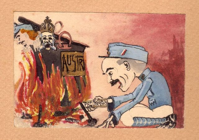 J. Telecký-Karel přitápí pod kotlem