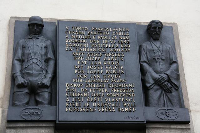Pamětní deska na pravoslavném chrámu sv. Cyrila a Metoděje