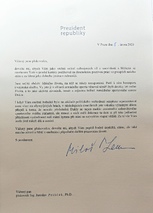 Pamětní list prezidenta republiky řediteli ASC Dukla plukovníku Priščákovi.