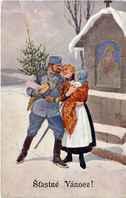Vánoční vojenská pohlednice ze sbírek VHÚ Praha