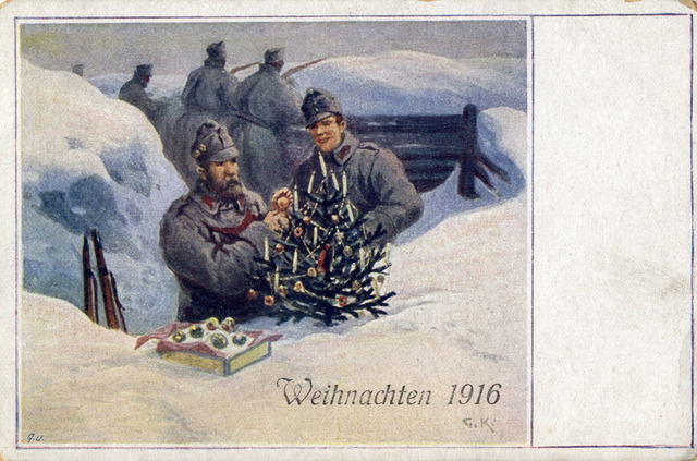 Vánoční vojenská pohlednice ze sbírek VHÚ Praha