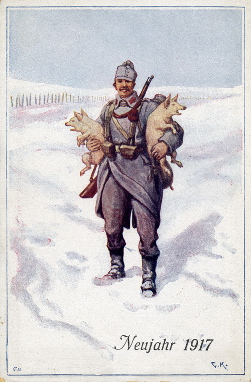 Vánoční vojenská pohlednice ze sbírek VHÚ Praha