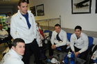 Sáňkaři - Ondřej Hyman, Lukáš Brož, trenér Michal Drešer, Antonín Brož