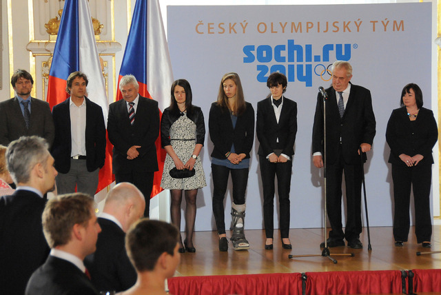 Setkání olympioniků ze Soči s prezidentem Zemanem a jeho chotí