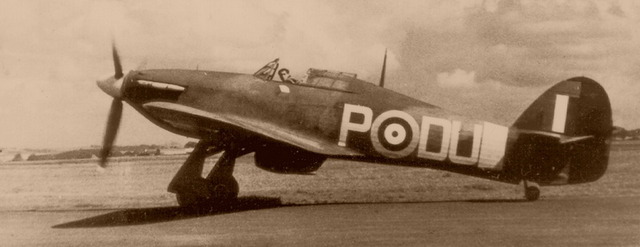 Sgt Miroslav Štandera jako pilot 312. čs. peruti v kabině Hurricanu v roce 1941