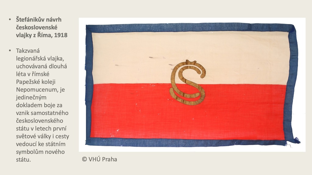 Štefánikův návrh československé vlajky z Říma, 1918