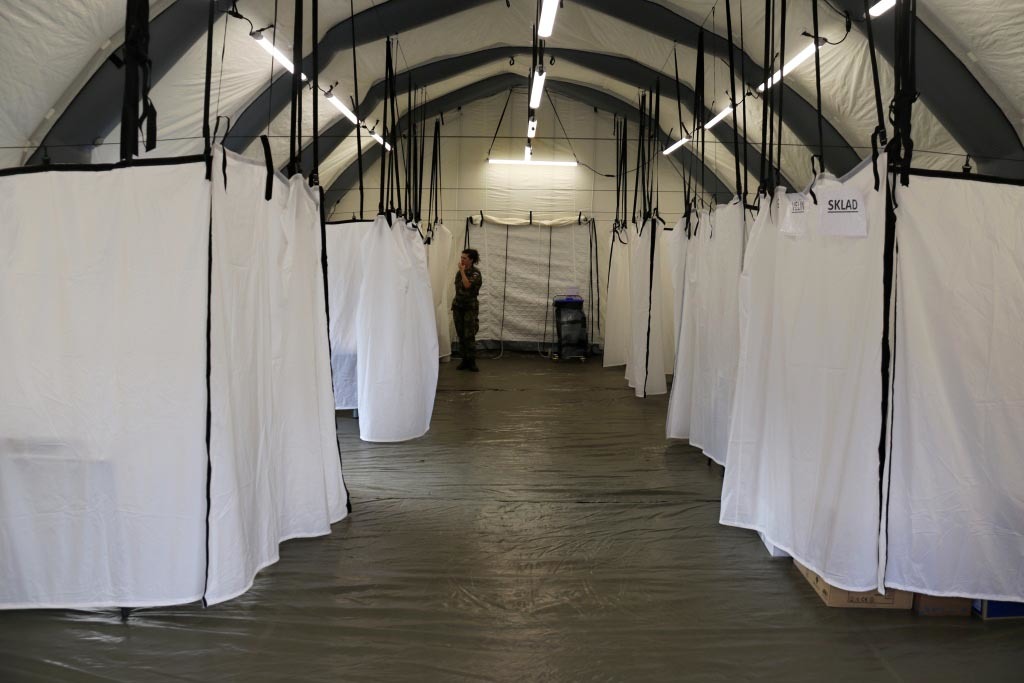 Zázemí odběrového stanu.