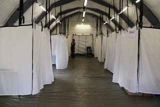 Zázemí odběrového stanu.