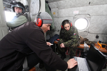 Personnel of participating institutions on board of Mi-17 helicopter
